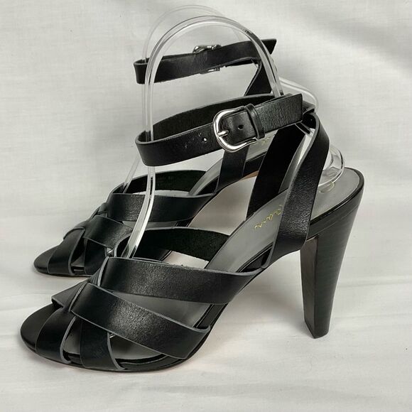 Cole Haan NikeAir Lainey Black Heel Sandals Sz 8 Strappy Slingback Ankle Strap - Picture 1 of 9